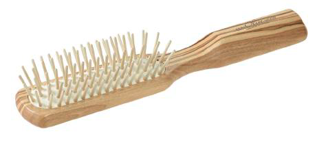 Schmale Olivenholzbürste mit langen Holzstiften